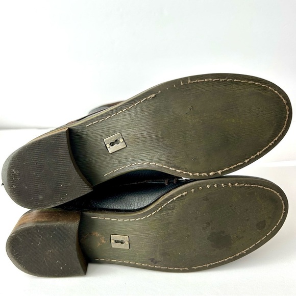 Anthropologie Schuler & Sons Whipstitched Knee High Riding Boots Black Leather 9 - Picture 14 of 15